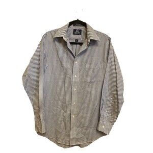 Stafford Wrinkle Free Men's Dress Shirt 15 32/33 Long Sleeve Blue Plaid